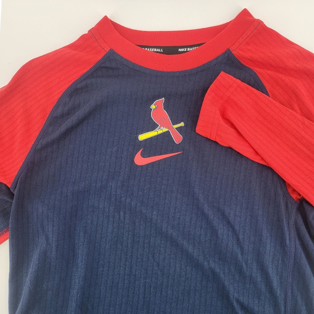 Nike Baseball St. Louis Cardinals MLB Long Sleeve Raglan Shirt Red Blue small